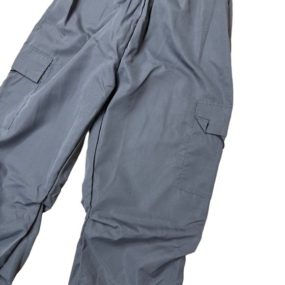 Women Cargo Pants Capris Y2K Medium M Gray Elastic Waist High Rise Drawstring - Picture 9 of 12